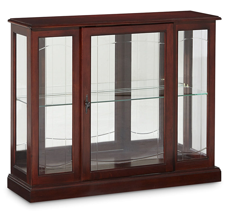 PFC Curios - Lighted 1 Shelf Console Display Cabinet - Cherry Brown