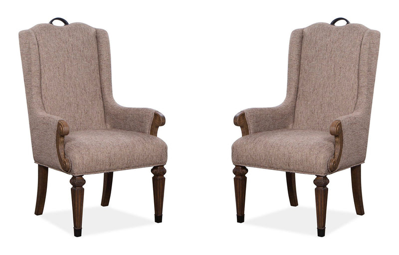 Durango - Wood Upholstered Host Arm Chair (Set of 2) - Willadeene Brown