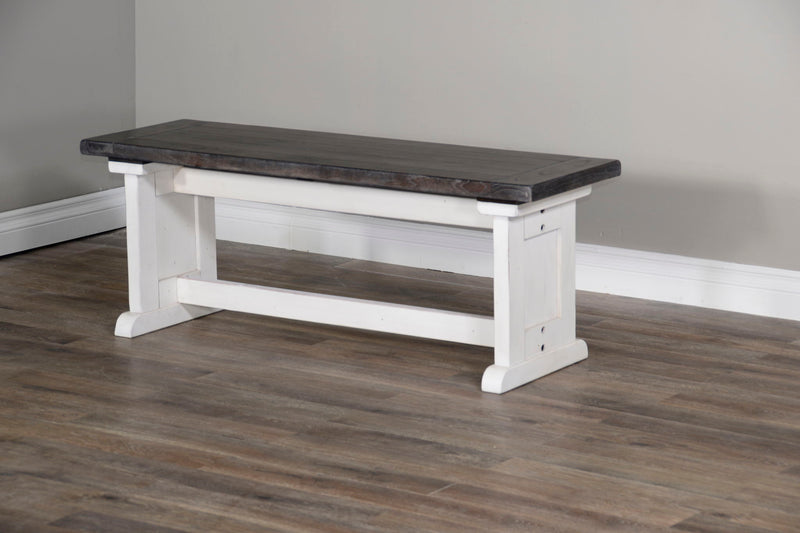 Carriage House - Wood Side Bench - Cottage White / Europen Dark