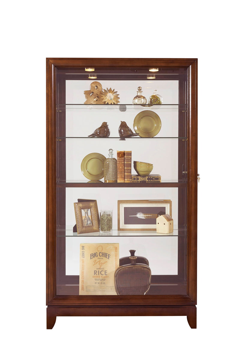 PFC Curios - Sliding Door 5 Shelf Curio Cabinet - Chocolate Cherry