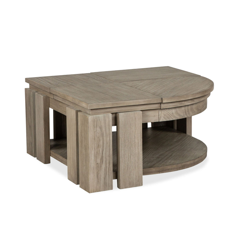 Conrad - Pie Shaped Lift Top Cocktail Table With Casters - Stone Harbor Gray
