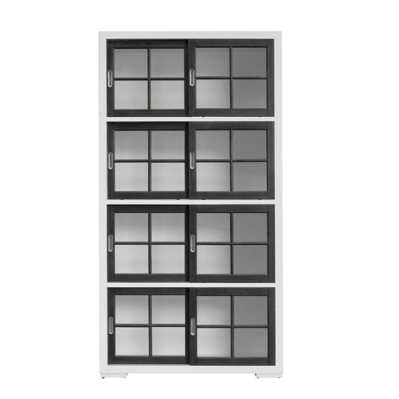 Pulaski Accents - 4-Shelf Sliding Door Bookcase - White / Black